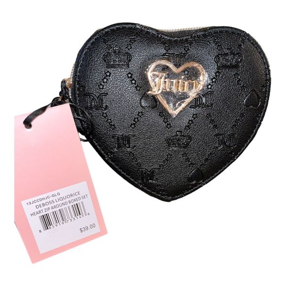 NWT Juicy Couture Glam Heart Zip Wristlet - Black - Picture 2 of 5